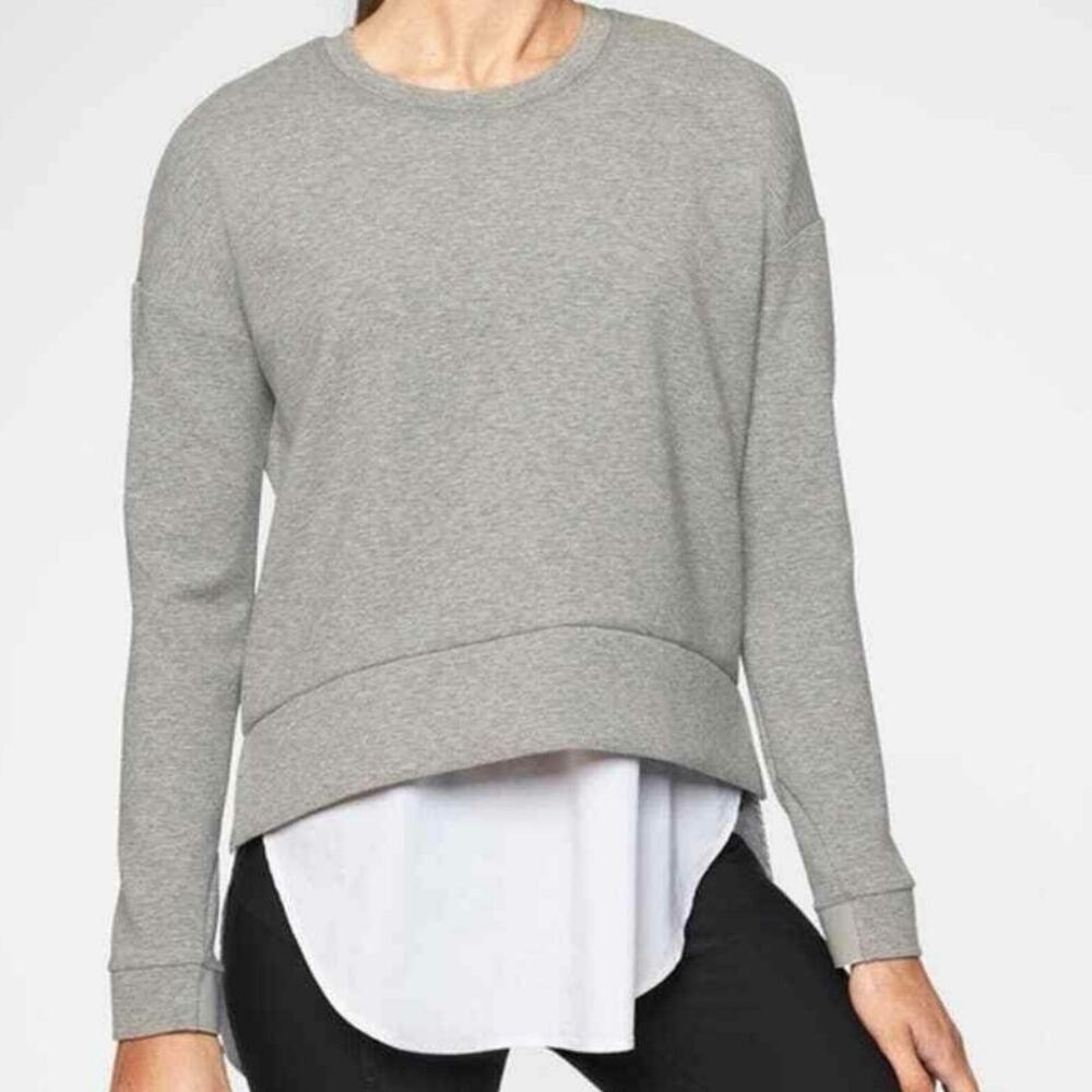 Athleta Modern Sweatshirt Pullover Fleece M Heather Grey Top‎